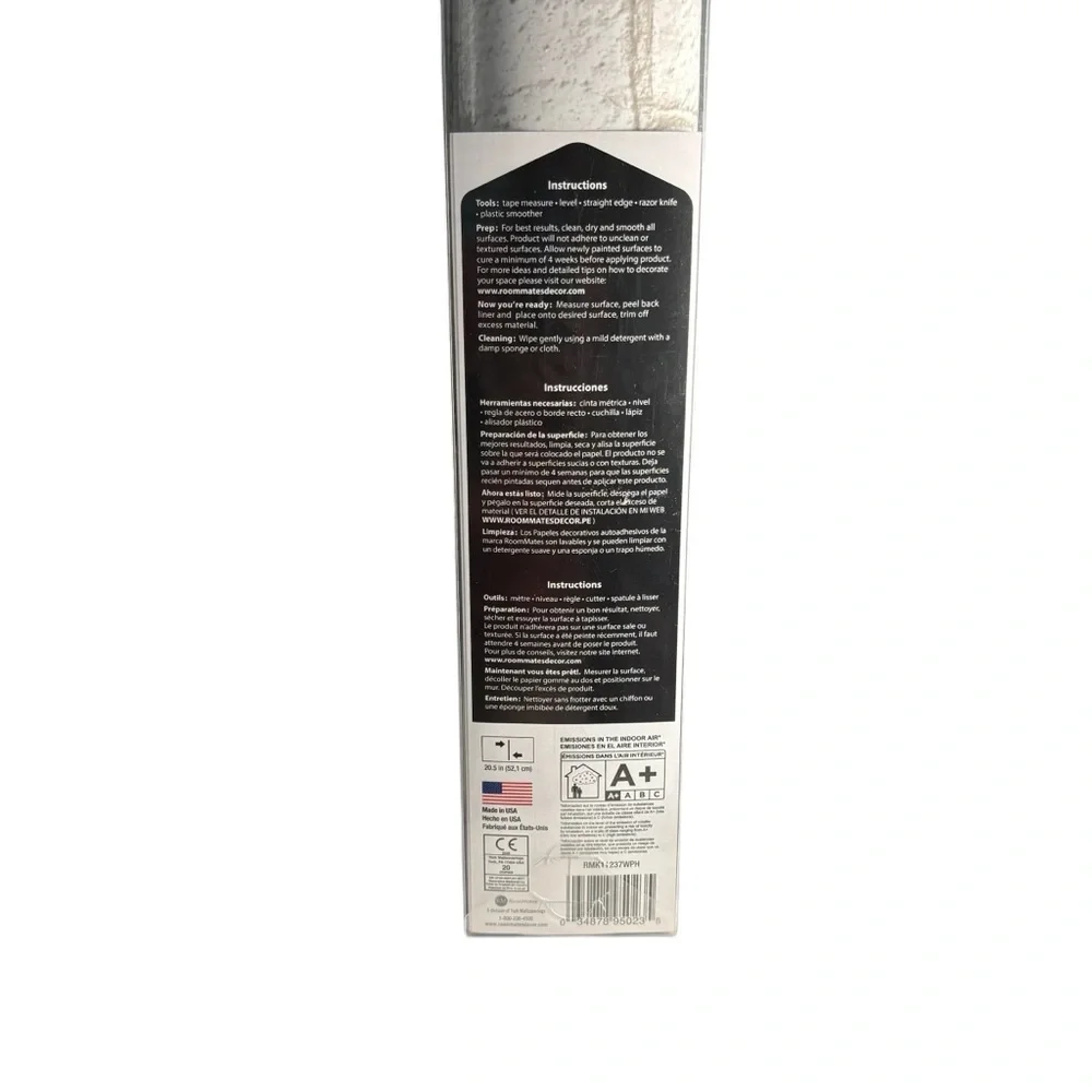 RM RoomMates Peel & Stick Wallpaper- White Gray Brick Wall- 1 Roll- Removable &